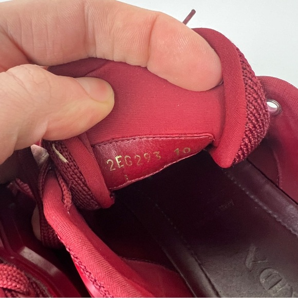 Prada Cloudburst Thunder Red Neoprene Rubber Lugged Sneakers - Picture 11 of 11